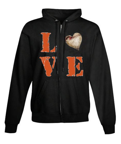 "LOVE BASEBALL" American Apparel Unisex California Fleece Pullover Hoodie