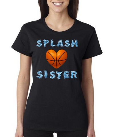 "SPLASH SISTER with Basketball Heart" Ladies Heavy Cotton Short Sleeve T-Shirt
