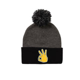 "3-BALL" Pom Pom Knit Cap