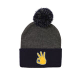 "3-BALL" Pom Pom Knit Cap