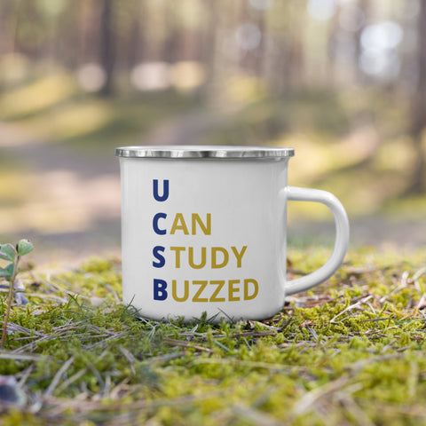 "UCSB: U CAN STUDY BUZZED" Enamel Mug