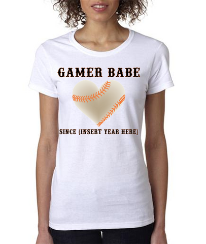 "GAMER BABE SINCE {INSERT YOUR YEAR HERE}" Ladies' Heavy Cotton Short Sleeve T-Shirt