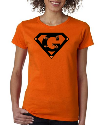 "SuperFan" Ladies Heavy Cotton Short Sleeve T-Shirt (Double-Sided Print)