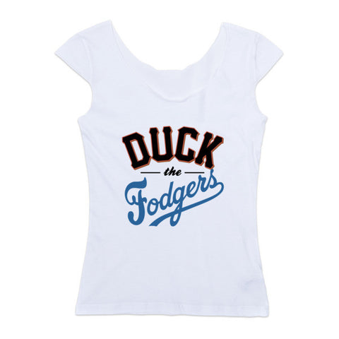 "Duck the Fodgers" Reversible Women's Cap Sleeve T-Shirt