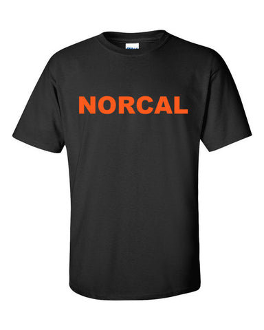 "NORCAL" Short Sleeve T-shirt (Black with Orange Lettering)