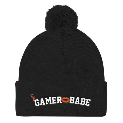 "SF Gamer Babe - Kiss Version" Pom Pom Knit Cap