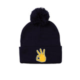 "3-BALL" Pom Pom Knit Cap