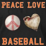 "PEACE LOVE BASEBALL" Ladies Heavy Cotton Short Sleeve T-Shirt